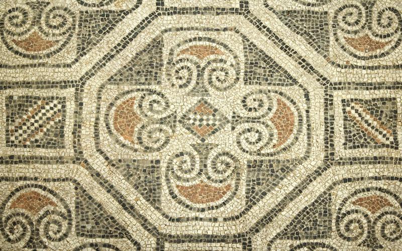 Mosaico geométrico en la Villa Romana La Olmeda, Pedrosa de la Vega